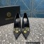 Versace Heel 9.5cm Brooch Baguette Pumps Satin Black 2023