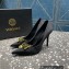 Versace Heel 9.5cm Brooch Baguette Pumps Satin Black 2023