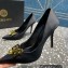 Versace Heel 9.5cm Brooch Baguette Pumps Satin Black 2023