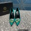 Versace Heel 9.5cm Brooch Baguette Pumps Satin Green 2023