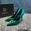 Versace Heel 9.5cm Brooch Baguette Pumps Satin Green 2023