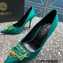 Versace Heel 9.5cm Brooch Baguette Pumps Satin Green 2023
