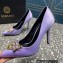 Versace Heel 9.5cm Brooch Baguette Pumps Satin Lilac 2023