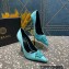 Versace Heel 9.5cm La Medusa Pumps Satin Turquoise Green 2023