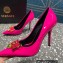 Versace Heel 9.5cm Brooch Baguette Pumps Patent Fuchsia 2023