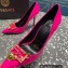 Versace Heel 9.5cm Brooch Baguette Pumps Patent Fuchsia 2023