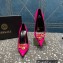 Versace Heel 9.5cm Brooch Baguette Pumps Patent Fuchsia 2023
