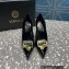 Versace Heel 9.5cm Brooch Baguette Pumps Patent Black 2023