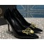 Versace Heel 9.5cm Brooch Baguette Pumps Patent Black 2023