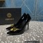 Versace Heel 9.5cm Brooch Baguette Pumps Patent Black 2023