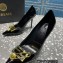 Versace Heel 9.5cm Brooch Baguette Pumps Patent Black 2023