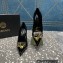 Versace Heel 9.5cm Brooch Baguette Pumps Patent Black 2023