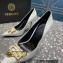 Versace Heel 9.5cm Brooch Baguette Pumps Patent White 2023