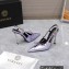 Versace Heel 10cm Laced Pin-Point Slingback Pumps Metallic Purple 2023