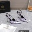 Versace Heel 10cm Laced Pin-Point Slingback Pumps Metallic Purple 2023