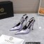 Versace Heel 10cm Laced Pin-Point Slingback Pumps Metallic Purple 2023
