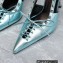 Versace Heel 10cm Laced Pin-Point Slingback Pumps Metallic Green 2023