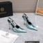 Versace Heel 10cm Laced Pin-Point Slingback Pumps Metallic Green 2023