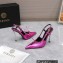 Versace Heel 10cm Laced Pin-Point Slingback Pumps Metallic Fuchsia 2023