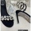 Rene Caovilla Heel 9.5cm Rhinestones Sandals Roxanne Black/Silver