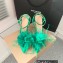 Gianvito Rossi Heel 10.5cm YNEZ Sandals Green with flower in satin and feathers 2023