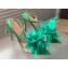 Gianvito Rossi Heel 10.5cm YNEZ Sandals Green with flower in satin and feathers 2023
