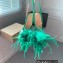 Gianvito Rossi Heel 10.5cm YNEZ Sandals Green with flower in satin and feathers 2023