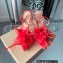 Gianvito Rossi Heel 10.5cm YNEZ Sandals Red with flower in satin and feathers 2023