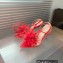Gianvito Rossi Heel 10.5cm YNEZ Sandals Red with flower in satin and feathers 2023