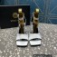 Versace Heel 10.5cm Mismatched Medusa Chain Leather Sandals White 2023