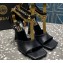 Versace Heel 10.5cm Mismatched Medusa Chain Leather Sandals Black 2023
