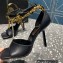 Versace Heel 10.5cm Mismatched Medusa Chain Leather Sandals Black 2023