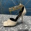 Versace Heel 10.5cm Mismatched Medusa Chain Leather Sandals Beige 2023