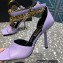 Versace Heel 10.5cm Mismatched Medusa Chain Leather Sandals Lilac 2023