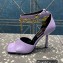 Versace Heel 10.5cm Mismatched Medusa Chain Leather Sandals Lilac 2023