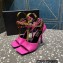 Versace Heel 10.5cm Mismatched Medusa Chain Leather Sandals Fuchsia 2023