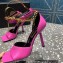 Versace Heel 10.5cm Mismatched Medusa Chain Leather Sandals Fuchsia 2023