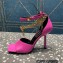 Versace Heel 10.5cm Mismatched Medusa Chain Leather Sandals Fuchsia 2023