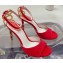 Rene Caovilla Heel 9.5cm Morgana crystal Sandals Suede Red