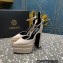 Versace Heel 15.5cm Platform 5.5cm Aevitas Pointy stud Pumps Satin Beige 2023