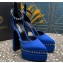 Versace Heel 15.5cm Platform 5.5cm Aevitas Pointy stud Pumps Satin Blue 2023