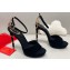Rene Caovilla Heel 12cm Morgana crystal platform Sandals Suede Black