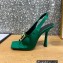Versace Heel 10.5cm Medusa Crystal Sandals Satin Green 2023