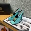 Versace Heel 10.5cm Medusa Crystal Sandals Satin Turquoise Green 2023