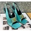 Versace Heel 10.5cm Medusa Crystal Sandals Satin Turquoise Green 2023