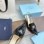 Prada Heel 5cm Patent Leather Slingback Pumps Black 2023