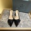 Prada Heel 5.5cm flower-appliqué Slingback Pumps Black 2023
