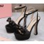 Miu Miu Heel 14cm Satin platform sandals with bow Black 2023