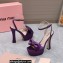 Miu Miu Heel 14cm Satin platform sandals with bow Purple 2023