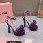 Miu Miu Heel 14cm Satin platform sandals with bow Purple 2023